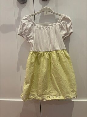 GAP White Bodice with Pale Yellow Eyelet Hem Dress